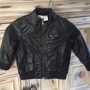 Boys Black Faux Leather Jacket (24 mths)